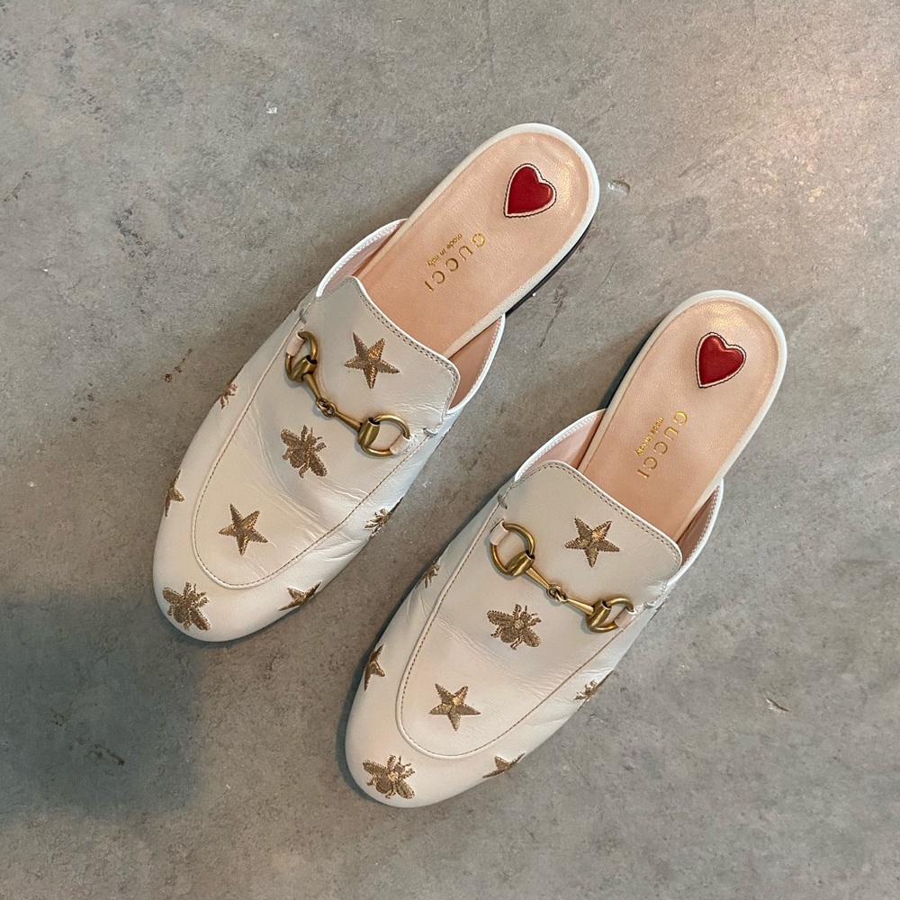 GUCCI Princetown embroidered leather slipper - Picture 2 of 8
